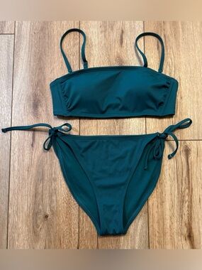 Emerald Green Tie-Side Bikini Set - Women Swim